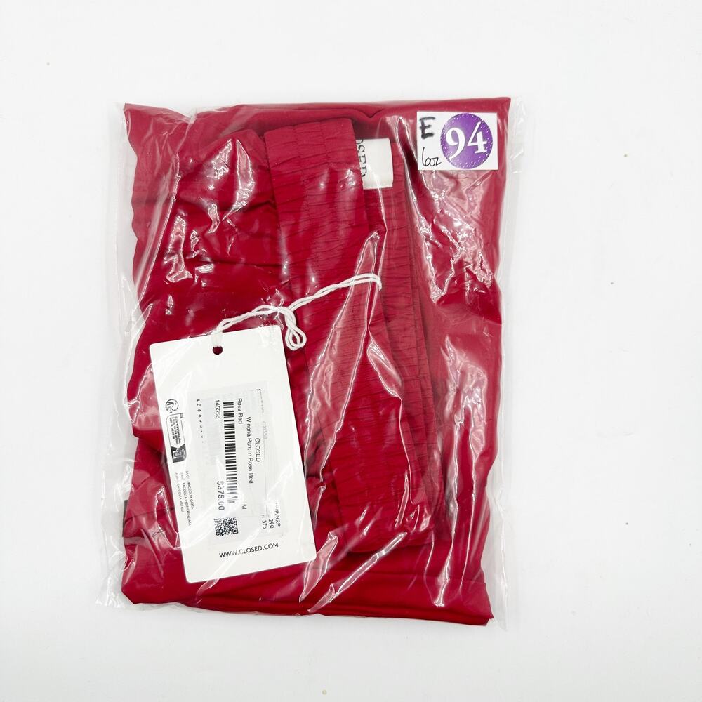 CLOSED Winona Pant Rose Red 100% Silk Wide Leg Trousers Mid Rise Relaxed M NWT - Picture 4 of 4